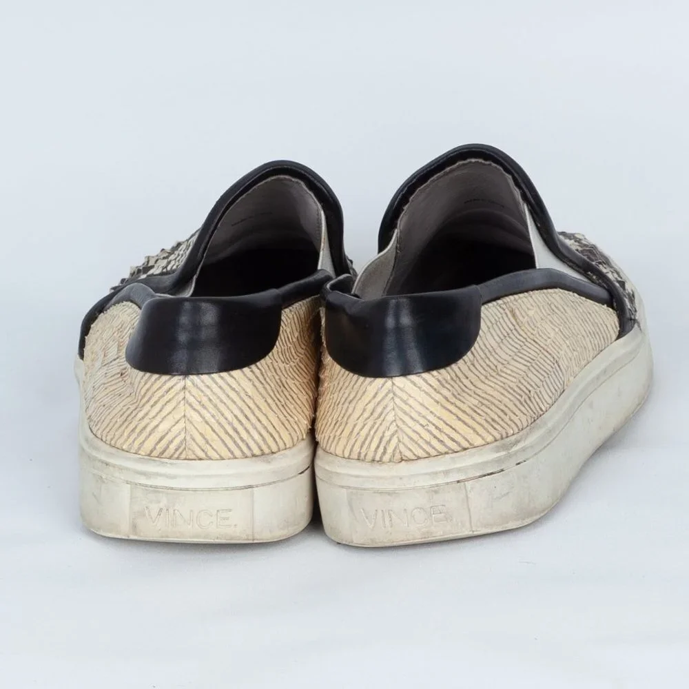 Vince Classic Leather Snakeskin‎ Slip-On Sneakers Size 7
